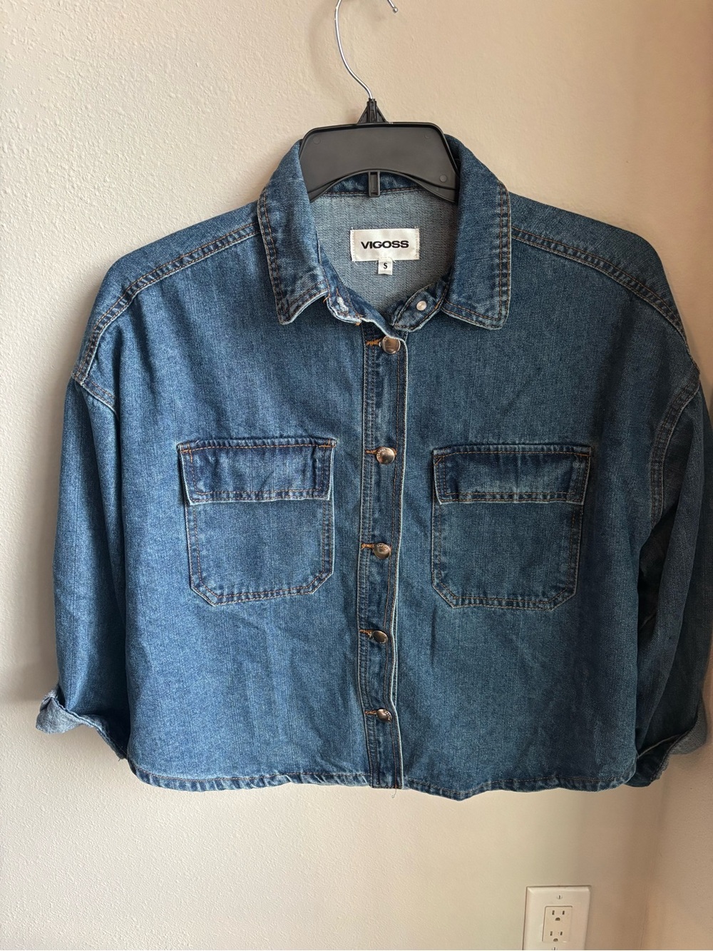 Vigoss Medium Blue Denim Cropped Jacket